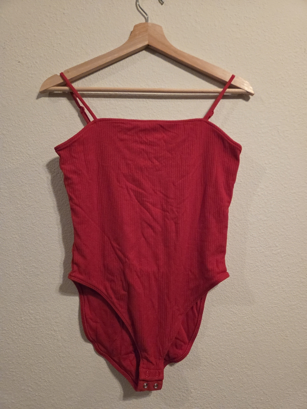 Red Ribbed One-Piece Bodysuit